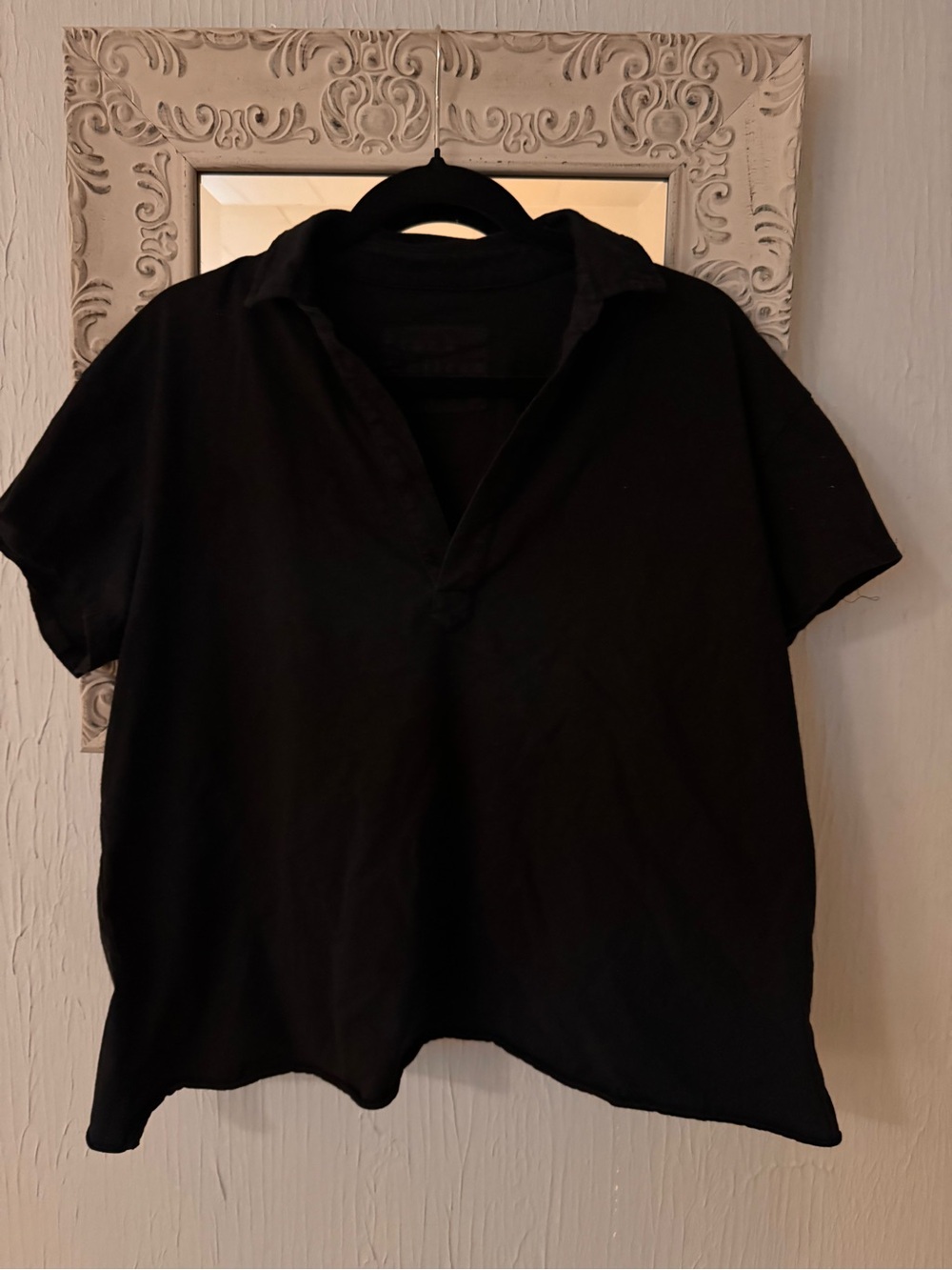 Frank & Eileen Black Short-Sleeve Polo-Style Top